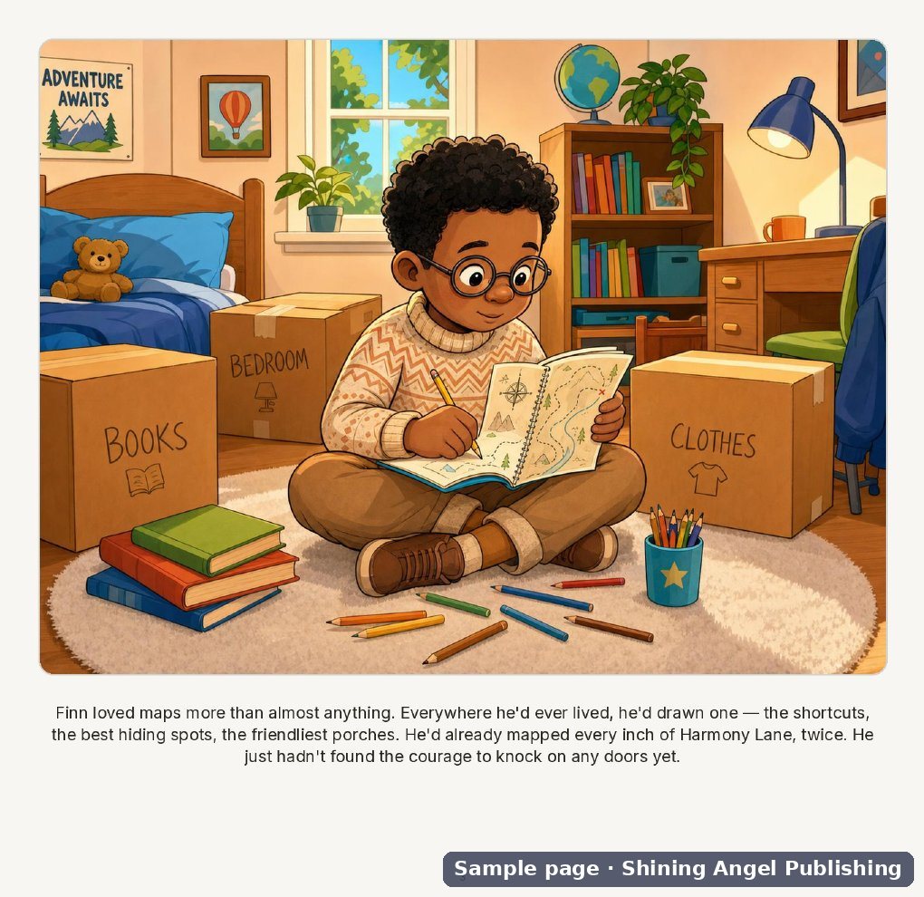 Sample page from Finn's Map of Harmony Lane, a Tales of Harmony Lane picture book