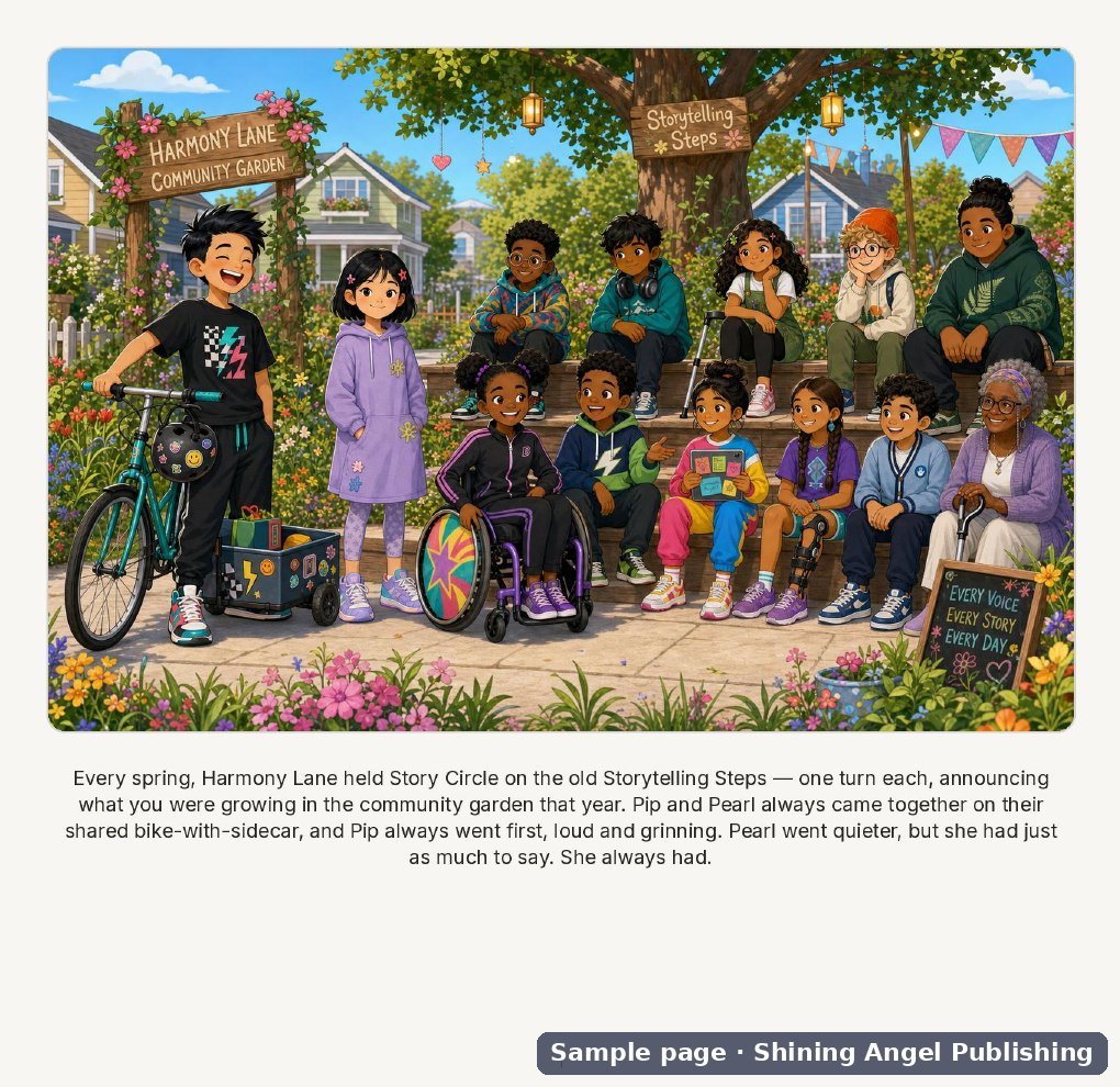 Sample page from Pearl's Petal Countdown, a Tales of Harmony Lane picture book